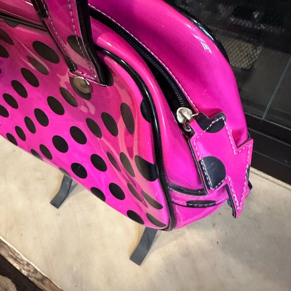 Addicted Hot pink & black polka dot handbag - Picture 5 of 5